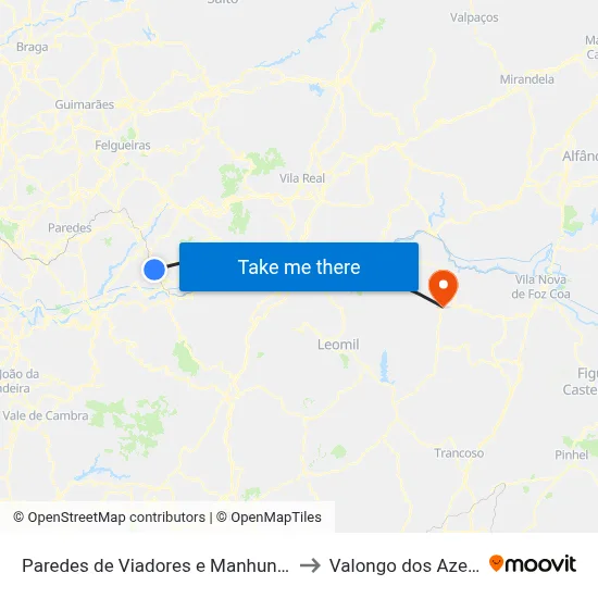 Paredes de Viadores e Manhuncelos to Valongo dos Azeites map