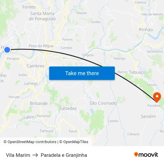 Vila Marim to Paradela e Granjinha map