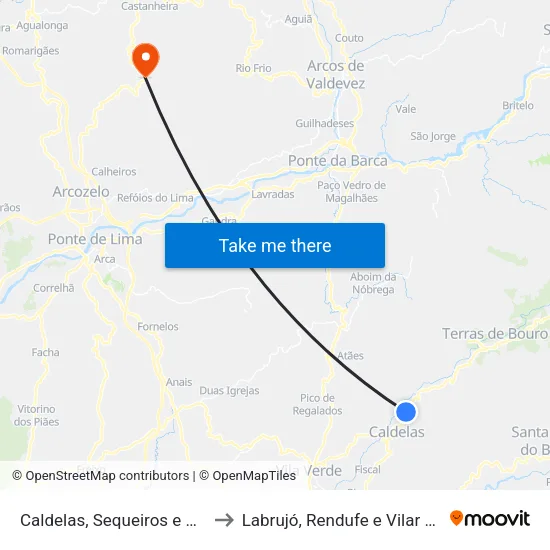 Caldelas, Sequeiros e Paranhos to Labrujó, Rendufe e Vilar do Monte map