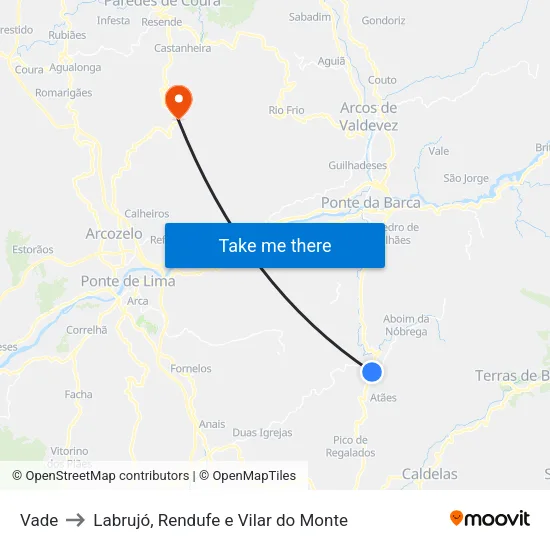 Vade to Labrujó, Rendufe e Vilar do Monte map