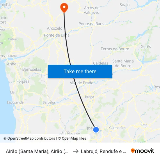 Airão (Santa Maria), Airão (São João) e Vermil to Labrujó, Rendufe e Vilar do Monte map