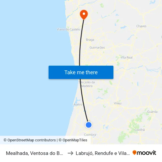 Mealhada, Ventosa do Bairro e Antes to Labrujó, Rendufe e Vilar do Monte map
