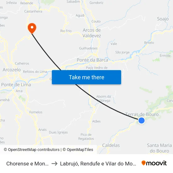 Chorense e Monte to Labrujó, Rendufe e Vilar do Monte map