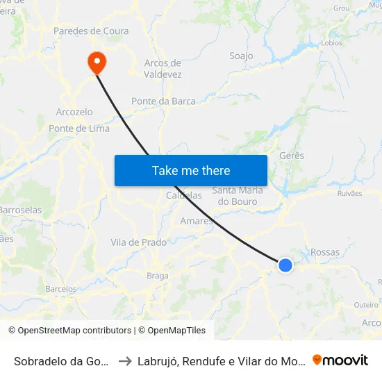 Sobradelo da Goma to Labrujó, Rendufe e Vilar do Monte map