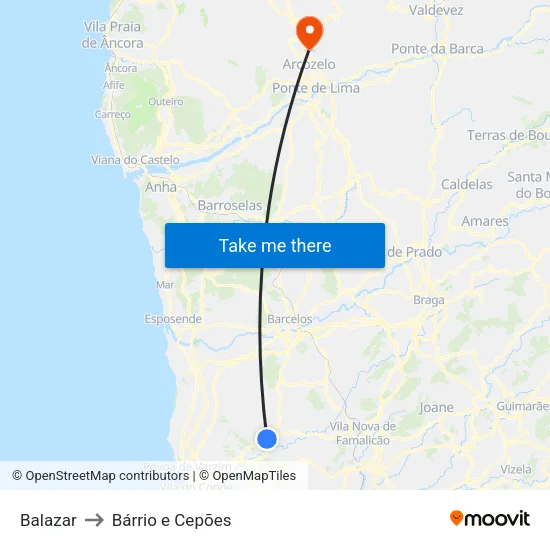 Balazar to Bárrio e Cepões map