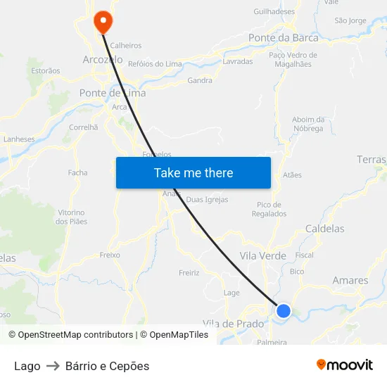 Lago to Bárrio e Cepões map