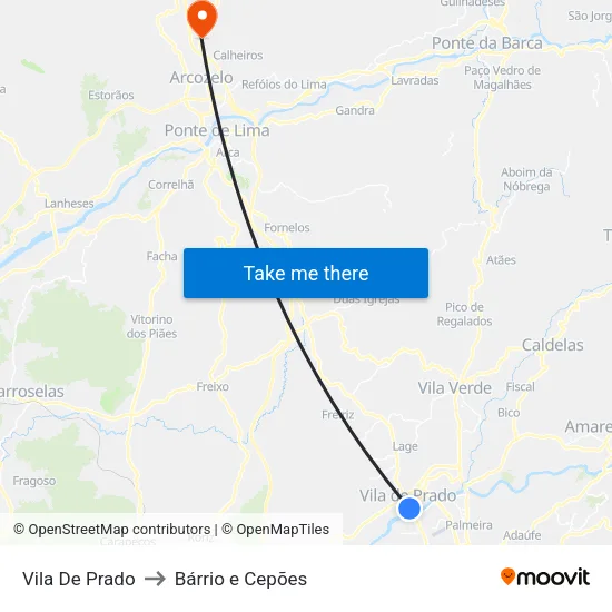 Vila De Prado to Bárrio e Cepões map