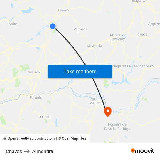 Chaves to Almendra map
