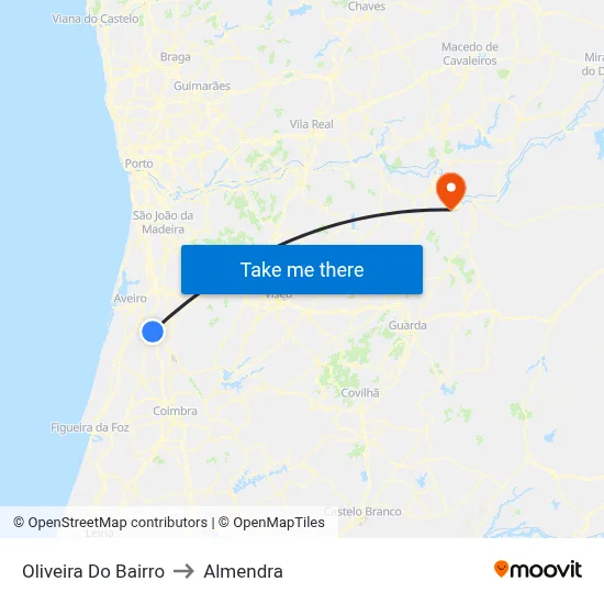 Oliveira Do Bairro to Almendra map