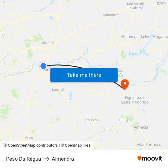 Peso Da Régua to Almendra map