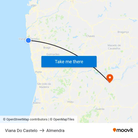 Viana Do Castelo to Almendra map