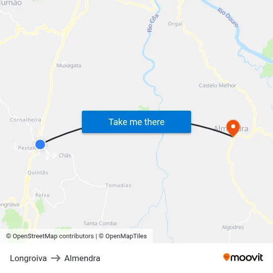 Longroiva to Almendra map