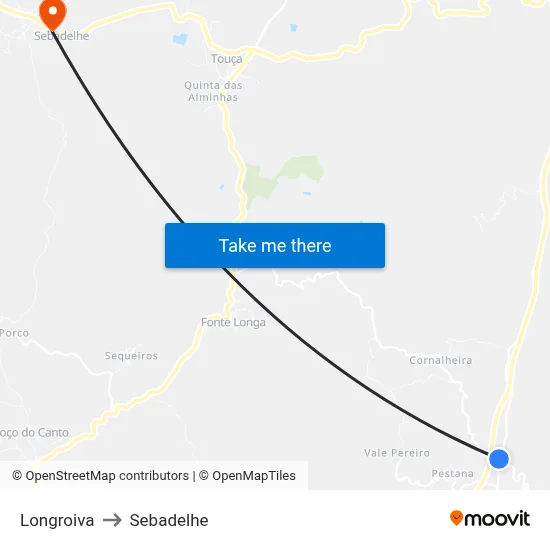 Longroiva to Sebadelhe map