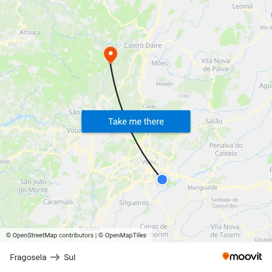 Fragosela to Sul map