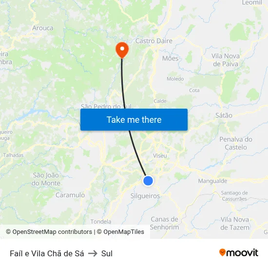 Faíl e Vila Chã de Sá to Sul map
