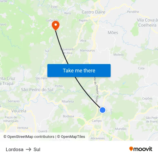 Lordosa to Sul map