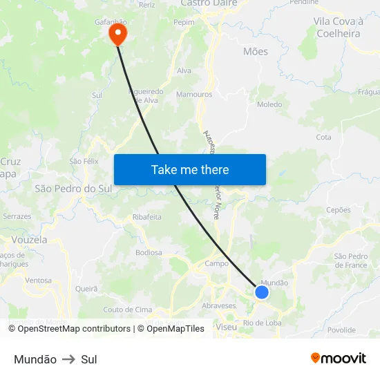 Mundão to Sul map