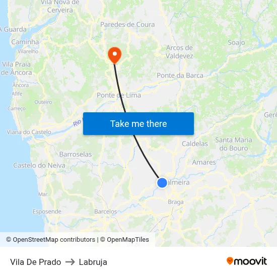 Vila De Prado to Labruja map