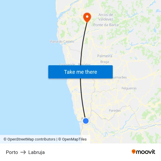 Porto to Labruja map