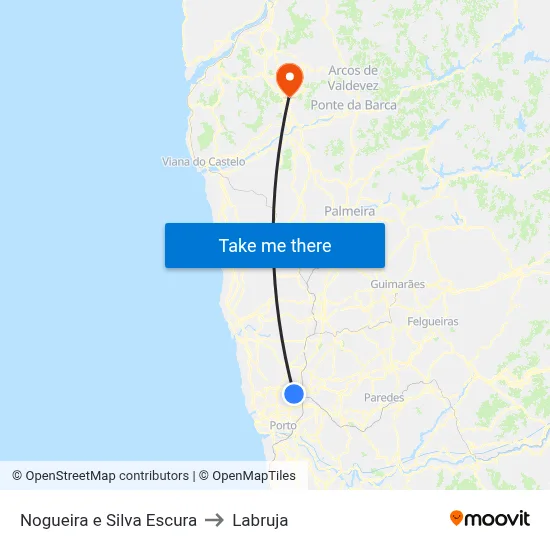 Nogueira e Silva Escura to Labruja map