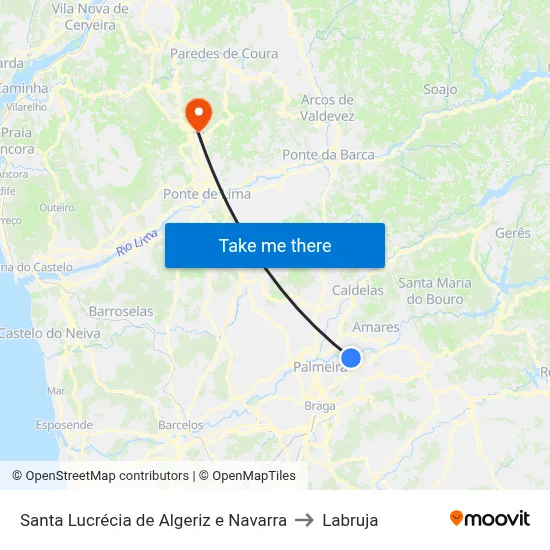 Santa Lucrécia de Algeriz e Navarra to Labruja map