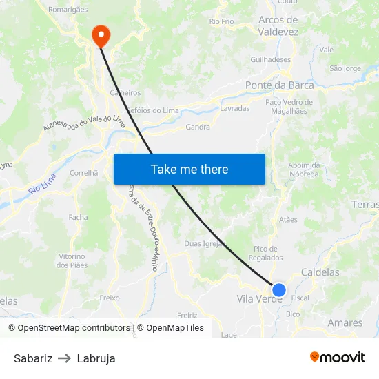 Sabariz to Labruja map