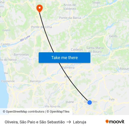 Oliveira, São Paio e São Sebastião to Labruja map