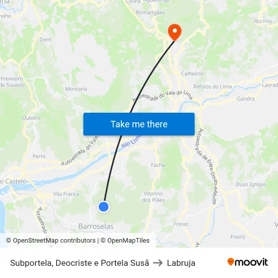 Subportela, Deocriste e Portela Susã to Labruja map