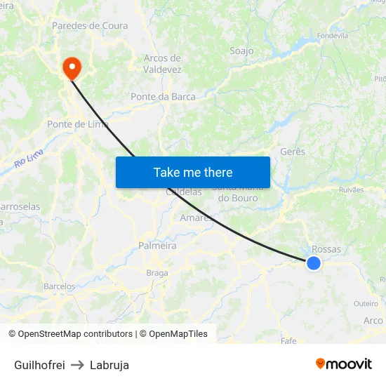 Guilhofrei to Labruja map