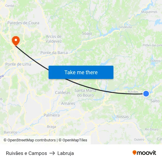Ruivães e Campos to Labruja map