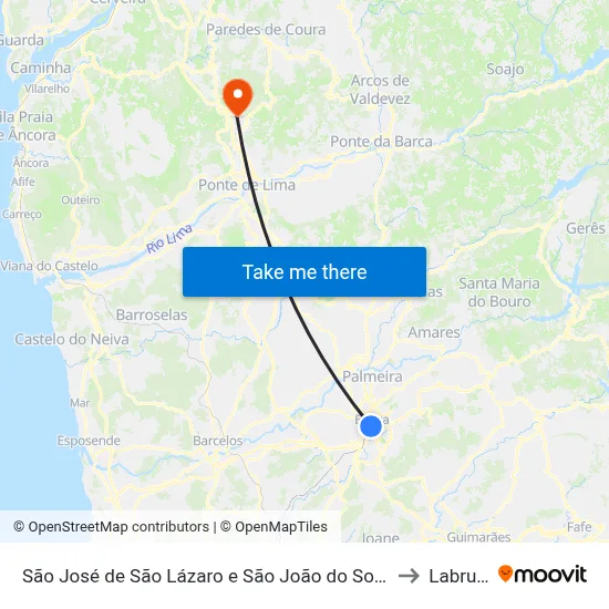 São José de São Lázaro e São João do Souto to Labruja map