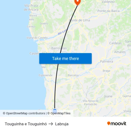 Touguinha e Touguinhó to Labruja map
