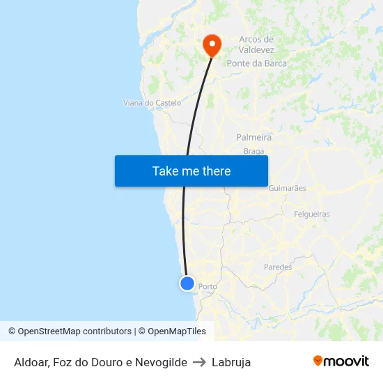 Aldoar, Foz do Douro e Nevogilde to Labruja map