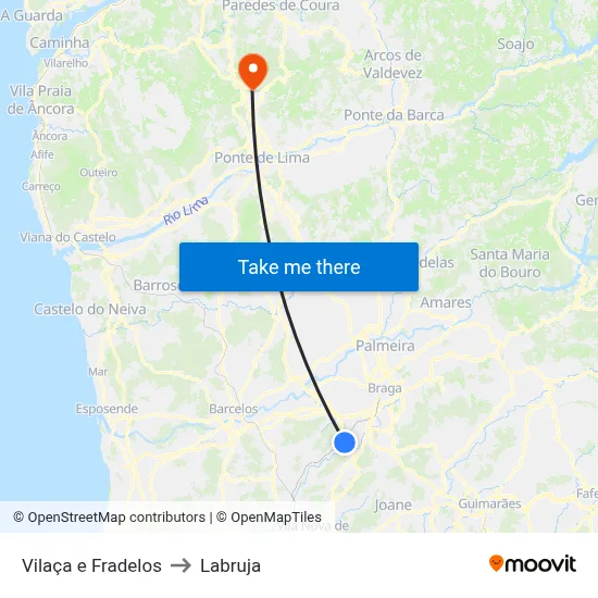 Vilaça e Fradelos to Labruja map