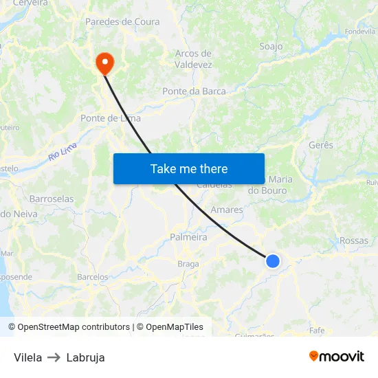 Vilela to Labruja map