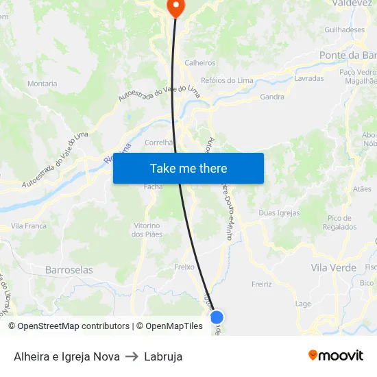 Alheira e Igreja Nova to Labruja map