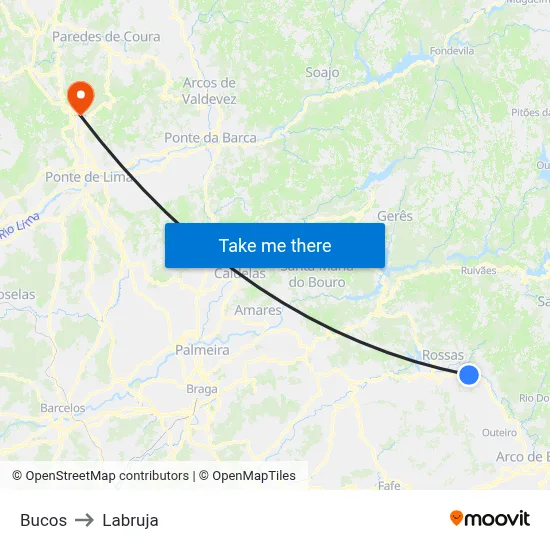 Bucos to Labruja map
