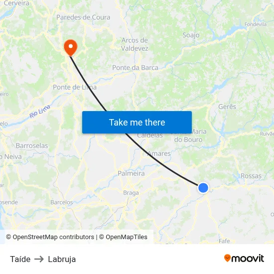 Taíde to Labruja map