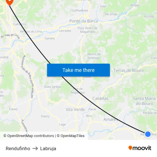 Rendufinho to Labruja map