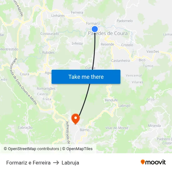Formariz e Ferreira to Labruja map