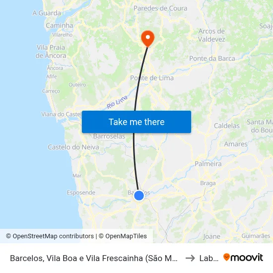 Barcelos, Vila Boa e Vila Frescainha (São Martinho e São Pedro) to Labruja map