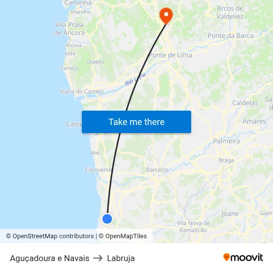 Aguçadoura e Navais to Labruja map
