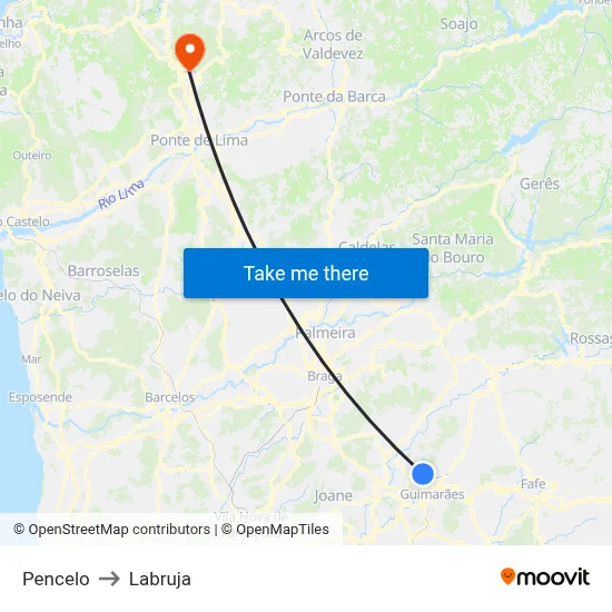 Pencelo to Labruja map