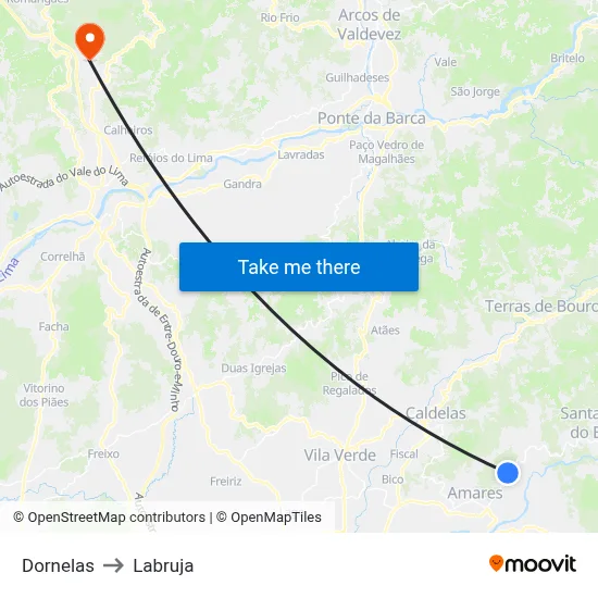 Dornelas to Labruja map