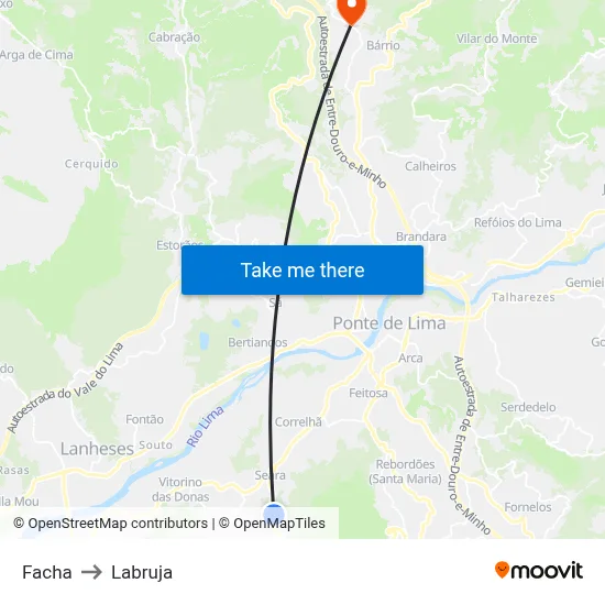 Facha to Labruja map