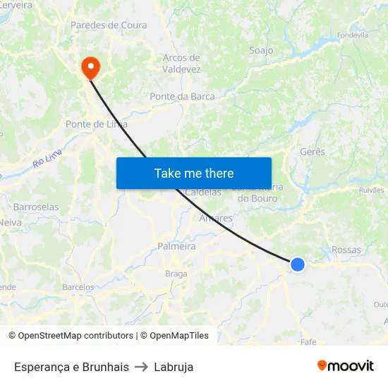 Esperança e Brunhais to Labruja map