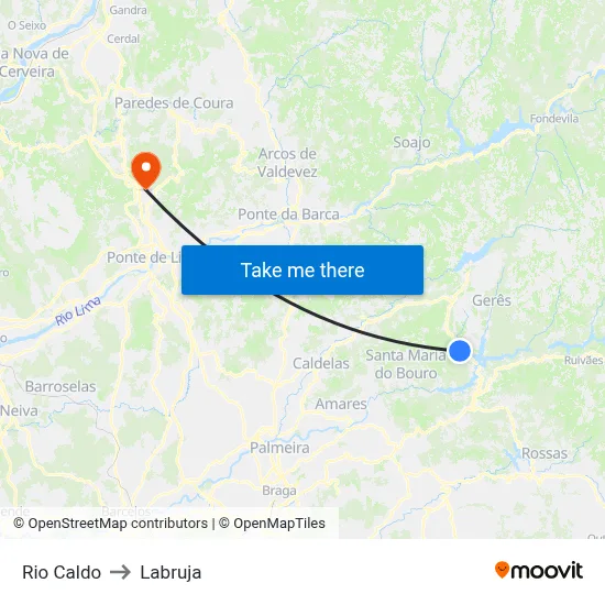 Rio Caldo to Labruja map