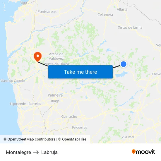 Montalegre to Labruja map