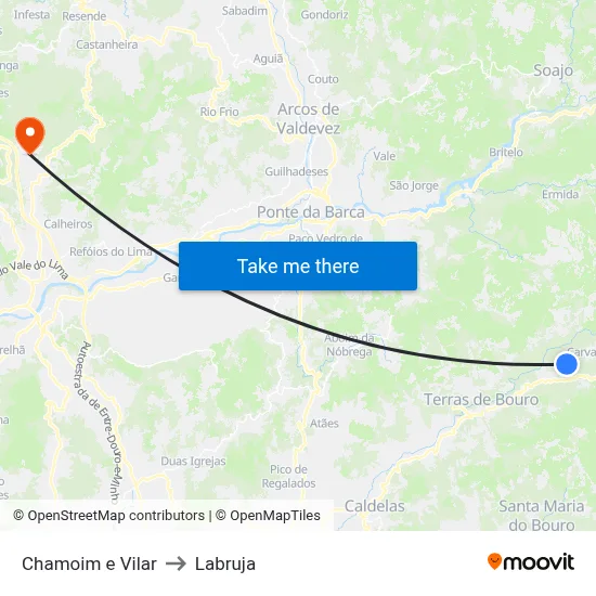 Chamoim e Vilar to Labruja map