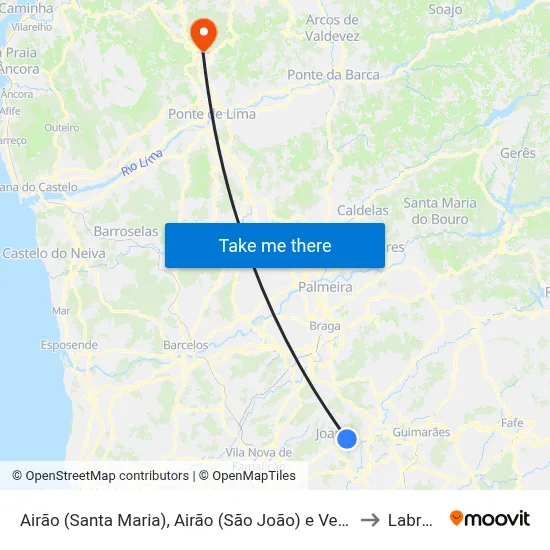 Airão (Santa Maria), Airão (São João) e Vermil to Labruja map